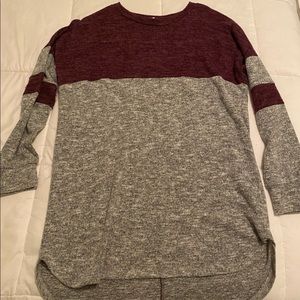 Maroon and Grey Long Sleeve Tunic